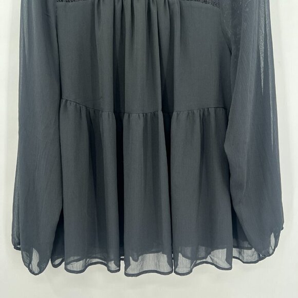 Torrid Women's Plus Black Long Sleeve Lace Trim Tierd Top/Blouse 1X NWT - Picture 5 of 10